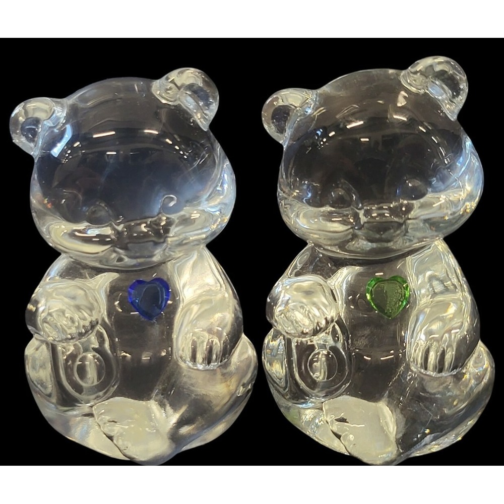 Fenton Glass Teddy‎ Bear Figurines SET OF 2